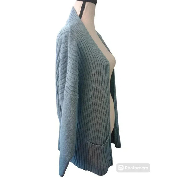 J.Jill Pure Jill Open Cardigan Wool Blend Drop Shoulder Ribbed Sweater Medium - Picture 2 of 6